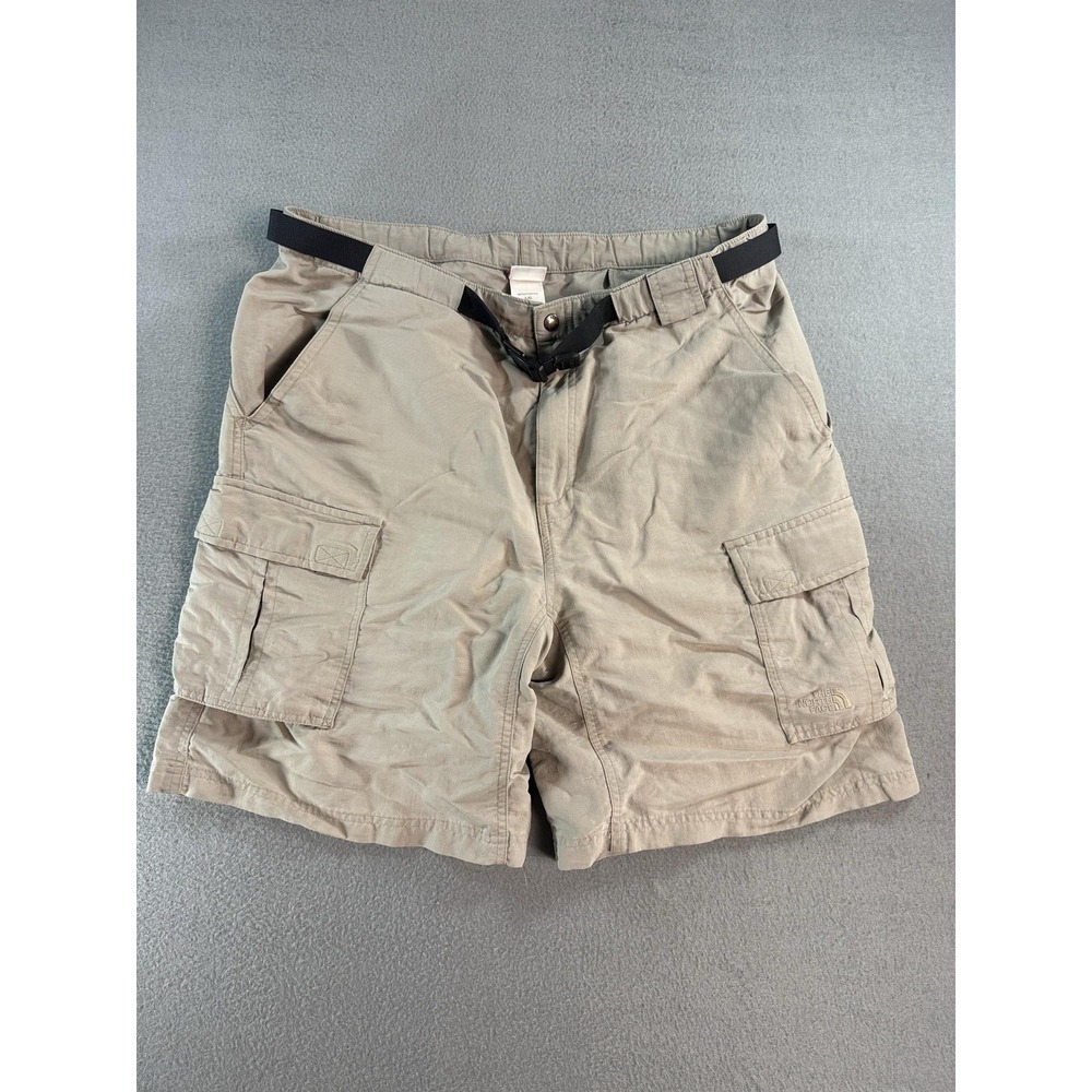 The North Face Shorts Mens L Beige Nylon Cargo Hiking 8 Inseam Belted Quick Dry